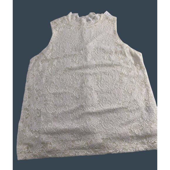 Susan Graver Women's Lace Sleeveless Blouse 2X Cream NWT - Picture 1 of 6
